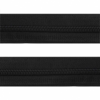 Рулонная молния с покрытием PVC спираль тип 3 (упак.270м) -черная с полосой СВО - купить в Находке. Цена: 12.74 руб.