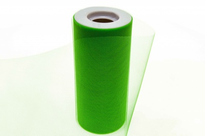 Фатин в шпульках 16-146, 10 гр/м2, шир. 15 см (в нам. 25+/-1 м), цвет зелёный - купить в Находке. Цена: 100.69 руб.