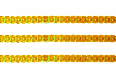 Пайетки "ОмТекс" на нитях, CREAM, 6 мм С / упак.73+/-1м, цв. 92 - золото - купить в Находке. Цена: 484.77 руб.