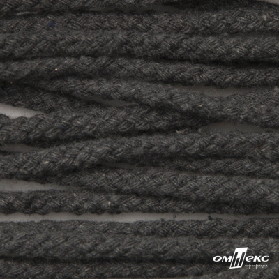 Шнур плетеный d-6 мм круглый, 70% хлопок 30% полиэстер, уп.90+/-1 м, цв.1088-т.серый - купить в Находке. Цена: 588 руб.
