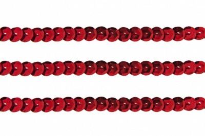 Пайетки "ОмТекс" на нитях, SILVER-BASE, 6 мм С / упак.73+/-1м, цв. 3 - красный - купить в Находке. Цена: 468.37 руб.