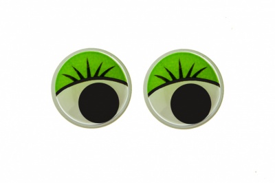 Глазки для игрушек, круглые, с бегающими зрачками, 15 мм/упак.50+/-2 шт, цв. -зеленый - купить в Находке. Цена: 113.01 руб.