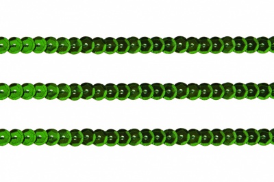 Пайетки "ОмТекс" на нитях, SILVER-BASE, 6 мм С / упак.73+/-1м, цв. 4 - зеленый - купить в Находке. Цена: 484.77 руб.