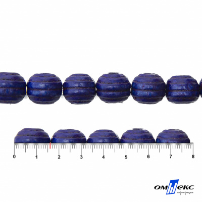 0309-Бусины деревянные "ОмТекс", 16 мм, упак.50+/-3шт, цв.006-синий - купить в Находке. Цена: 62.22 руб.