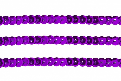 Пайетки "ОмТекс" на нитях, SILVER-BASE, 6 мм С / упак.73+/-1м, цв. 12 - фиолет - купить в Находке. Цена: 300.55 руб.